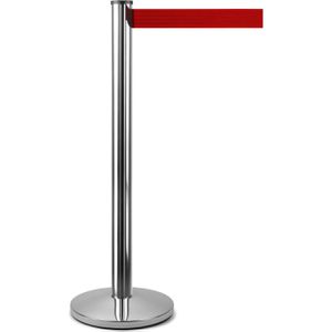 Showdown-Displays Personenleitsystem silber, aus Metall, Gurt: 2,7m in rot