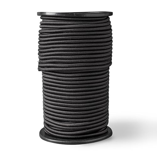 SNURO Elastisch dik rond touw, 10mm, 100m, zwart - Weerbestendig en herbruikbaar met een breekkracht van 80kg