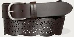 Lucky Brand Tapered Perforated Leather Belt - Women's Accessories Belts in Dark Brown, Size S