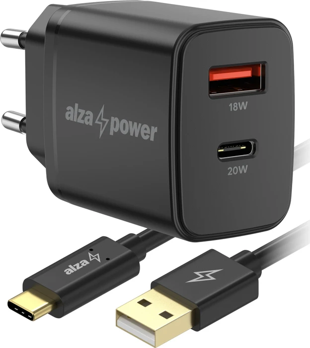 AlzaPower Compact A530 20W Schwarz + Core USB-C 2.0 1m schwarz