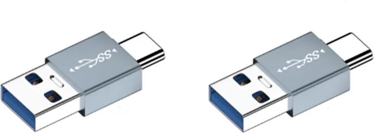 INF 2er-Pack Aluminiumlegierung Typ-C Stecker auf USB-A Stecker Gerader OTG Adapter