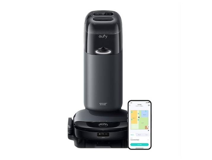 eufy Omni S1 – Robot aspirateur, système de lavage des sols révolutionnaire, Station UniClean 10-en-1 pour un nettoyage sans tracas, aspiration puissante de 8 000 Pa, nettoyage précis des bords aux coins