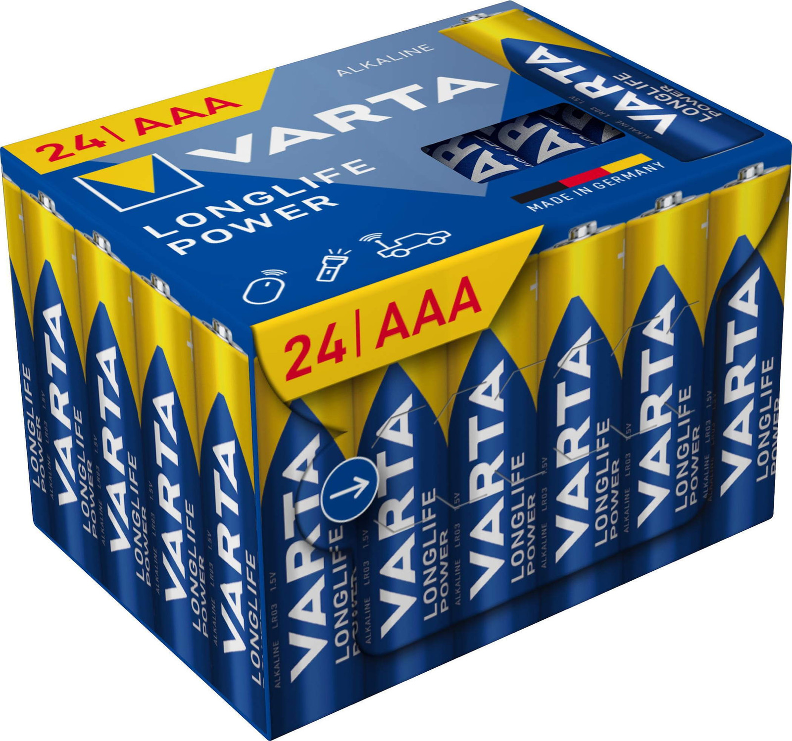 Varta Alkaline batterijen Longlife Power Micro AAA, verpakking van 24 stuks