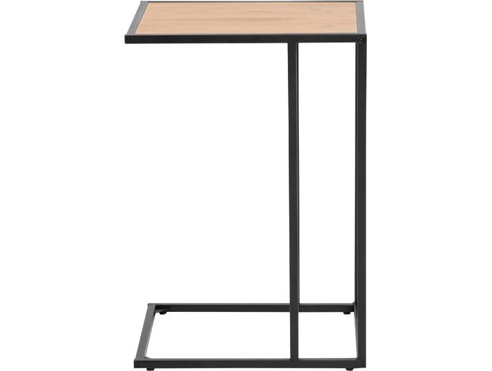 Beistelltisch ACTONA GROUP Seaford, Rechteckig, Scandi Design, matte Wildeichenoptik, Modern , schwarz (matt wildeiche, matt schwarz, matt wildeiche), B:43cm H:63cm T:35cm, Tische, Beistelltisch, Wohnzimmertisch, kleiner Tisch, matte schwarze Metallbeine, H: 63 cm