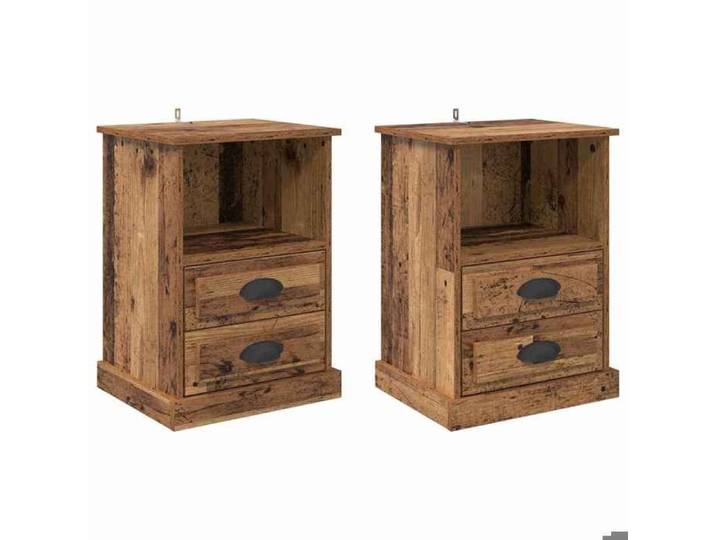 Cabinet de chevet avec tiroir - vidaxl - Bois ancien - 43x36x60 cm - 2 pièces - Avec tiroir - 2 étagères