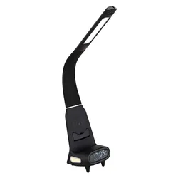 LED Tischleuchte Thermometer USB-Anschluss schwarz satiniert Nachtlicht H 50 cm
