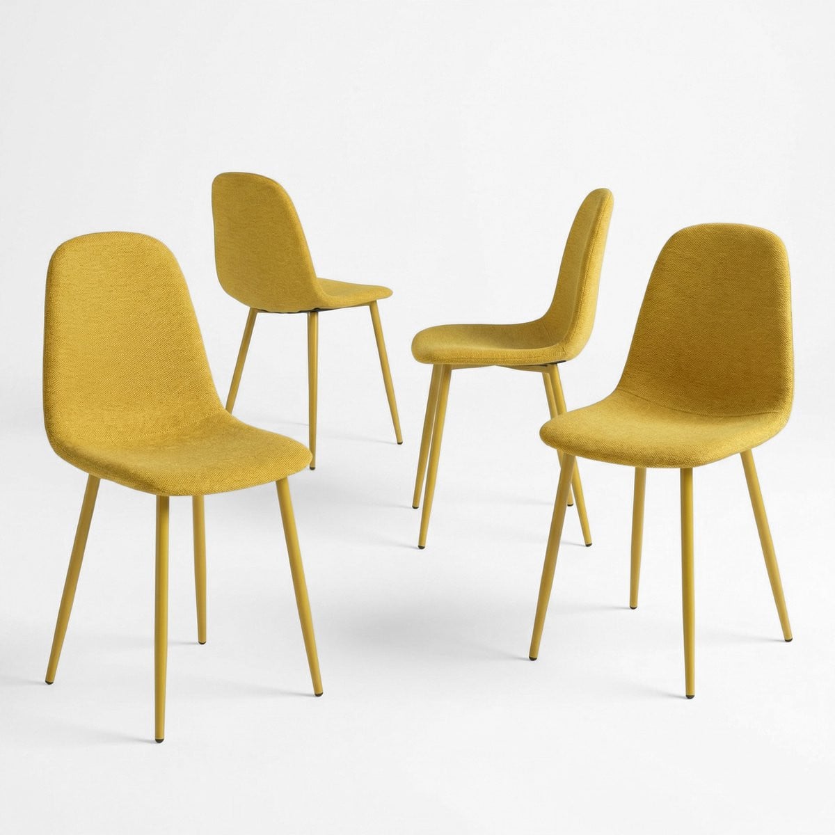 Set van 4 Meuble Cosy Scandinavische eetkamerstoelen gestoffeerd - Gember