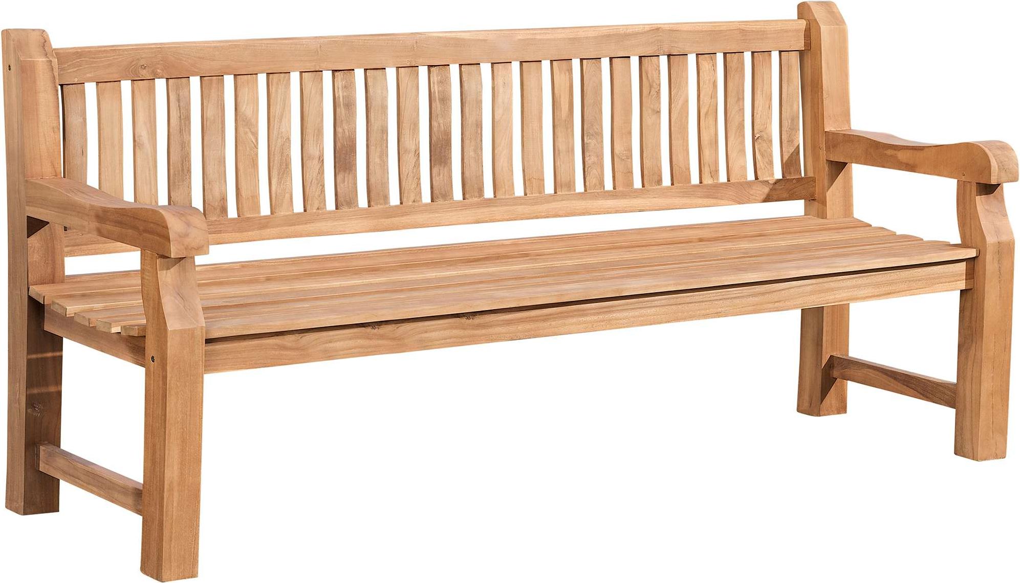 CLP Teakbank Jackson V2 Gartenbank mit Rückenlehne wetterfest stabil massiv | Farbe teak Größe 200 cm