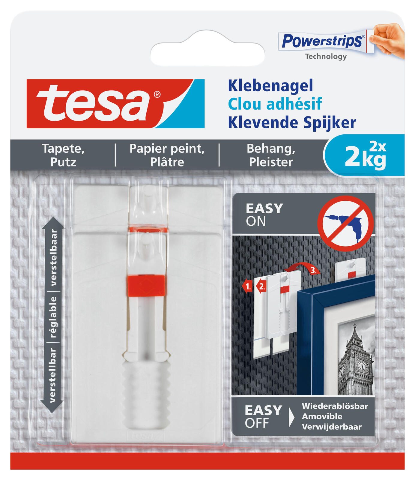 tesa Klebenägel 2.4 cm x 4.5 cm weiß 77777-00000-02