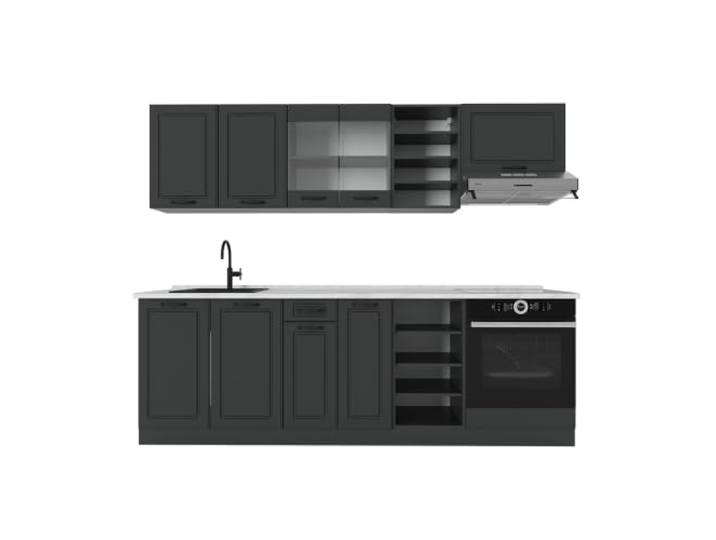 Vicco Küchenzeile R-Line, Anthrazit Landhaus/Anthrazit, 240 cm