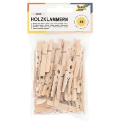 folia 48er-Pack Holzklammern »Natur« mehrfarbig