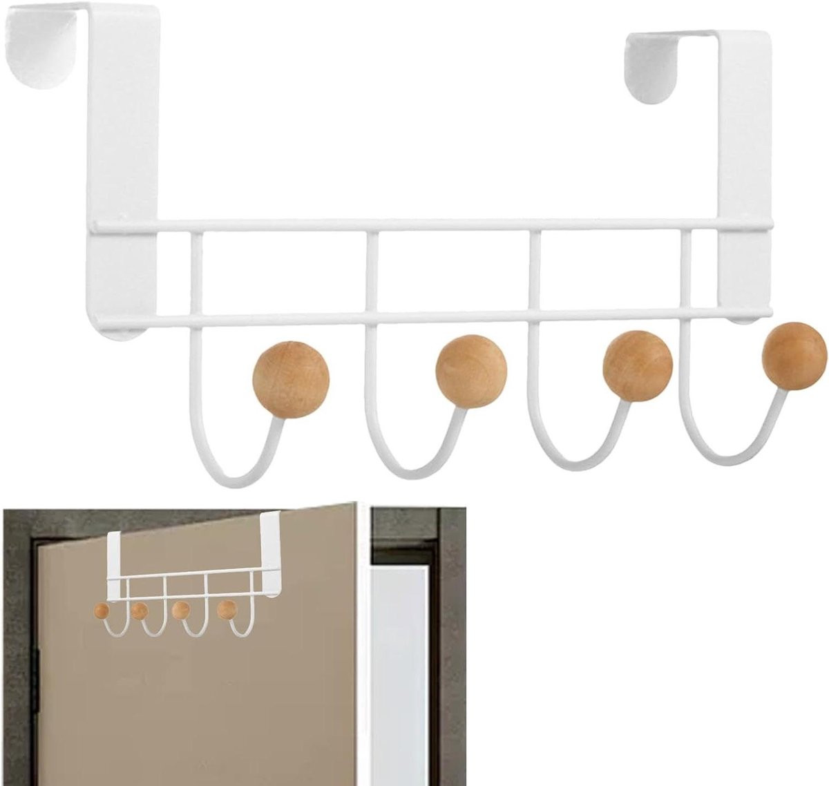 Wit Deurhanger Deurhaak Kapstok voor Ruimtebesparende Organisatie - 126 x 36 cm