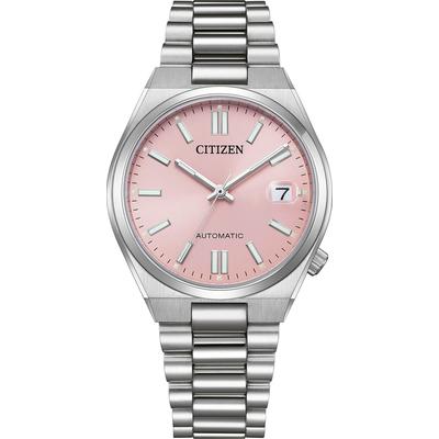 Automatikuhr CITIZEN "TSUYOSA 37 mm", silber (silberfarben, rosa), Armbanduhren, Damen, Automatikuhr, Armbanduhr, Damenuhr, Mechanische Uhr, Edelstahlarmband, analog, Tag