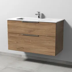 Sanipa 3way Waschtisch-Set mit Keramik-Waschtisch Design und Unterbau, Eiche-Kansas, UM48159 UM48159