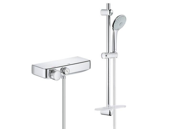 Euphoria Massage Set Mitigeur thermostatique douche + Set de douche, 3 jets, chrome (34719000-Euphoria2)