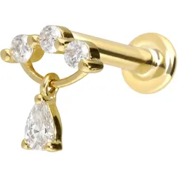 14 Karat Gold Labret mit Innengewinde MOISSANIT-BOGEN + MOISSANIT-TROPFEN