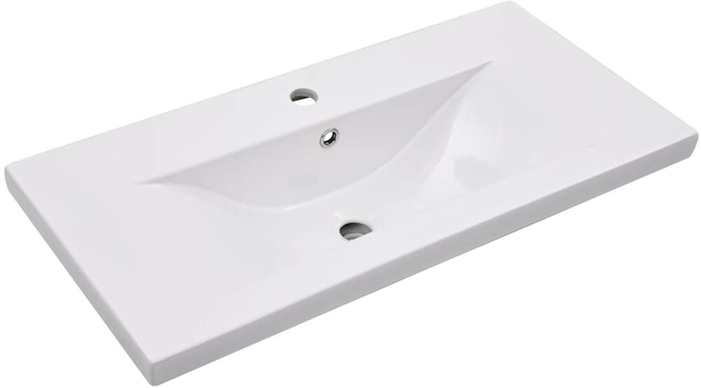 vidaXL Lavabo encastré 81 x 39,5 x 18,5 cm Céramique Blanc