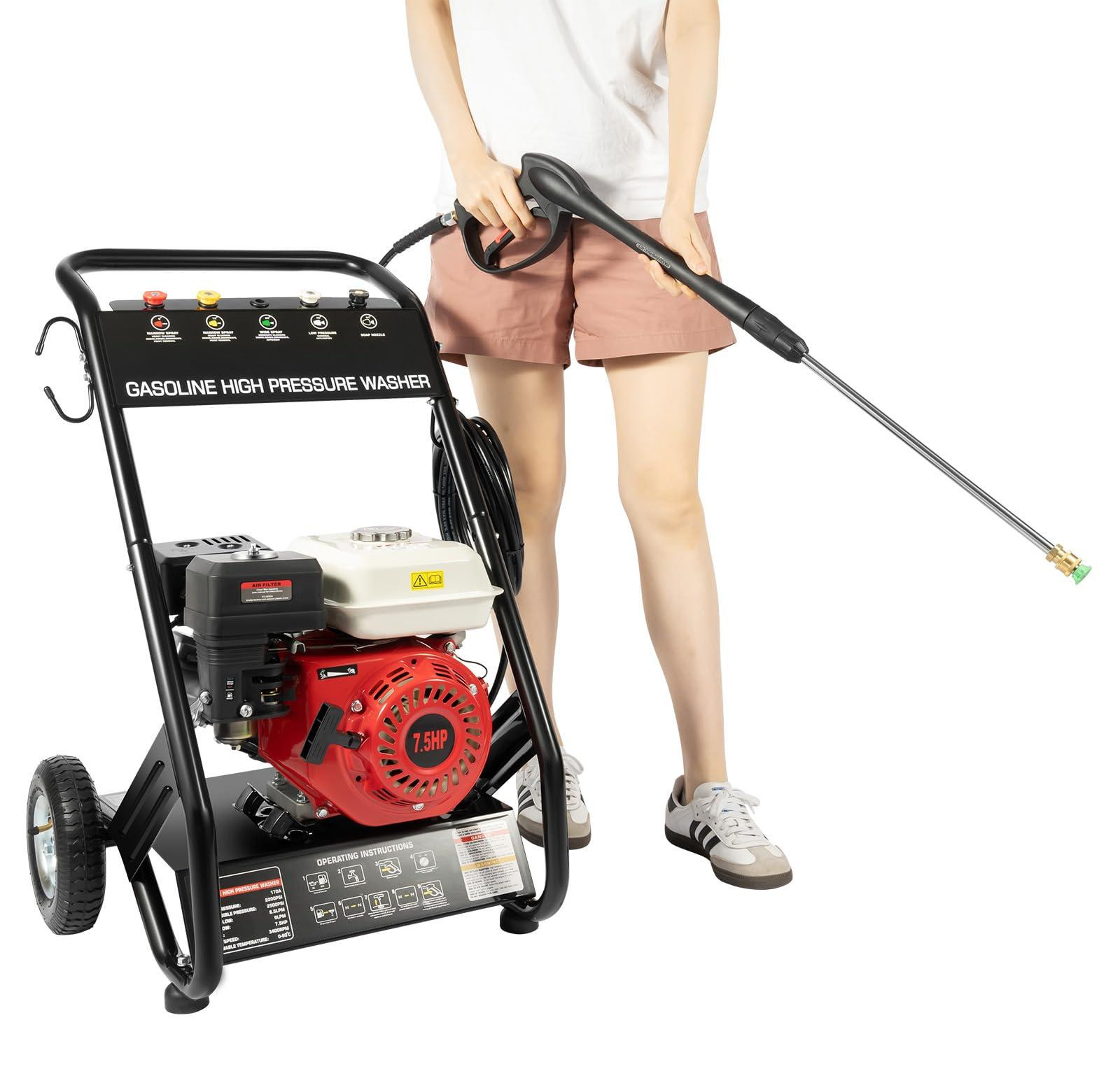 Selius Hogedrukreiniger Benzine 7,5 pk - 2200 psi - 30 kg - Met 5 Sproeiers