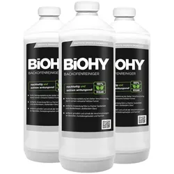 BiOHY Backofenreiniger Hochkonzentrat (3x1l Flasche) | Profi Grillreiniger, Fettlöser EXTRA STARK | Zur einfachen und schnellen Ofenreinigung