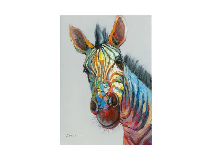 Handbemaltes Bild „Buntes Zebra“ 70 x 100 cm Multicolor Crea Collection