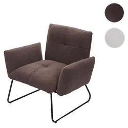 Lounge-Sessel HWC-K34, Cocktailsessel Sessel, Bouclé Stoff/Textil MVG-zertifiziert ~ braun