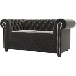 CHESTERFIELD-SOFA 2-sitzer mit Schlaffunktion Nyx Schwarz Samt