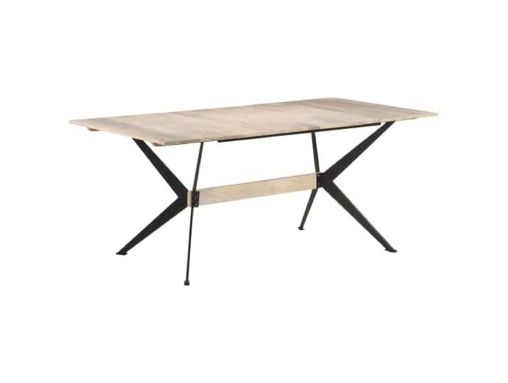 Todiikf Esstisch 180x90x76 cm Massivholz Mango Metallgestell Robuster Tisch aus gebleichtem Mangoholz und Stahlgestell für Esszimmer und Küche im Industrie-Design.