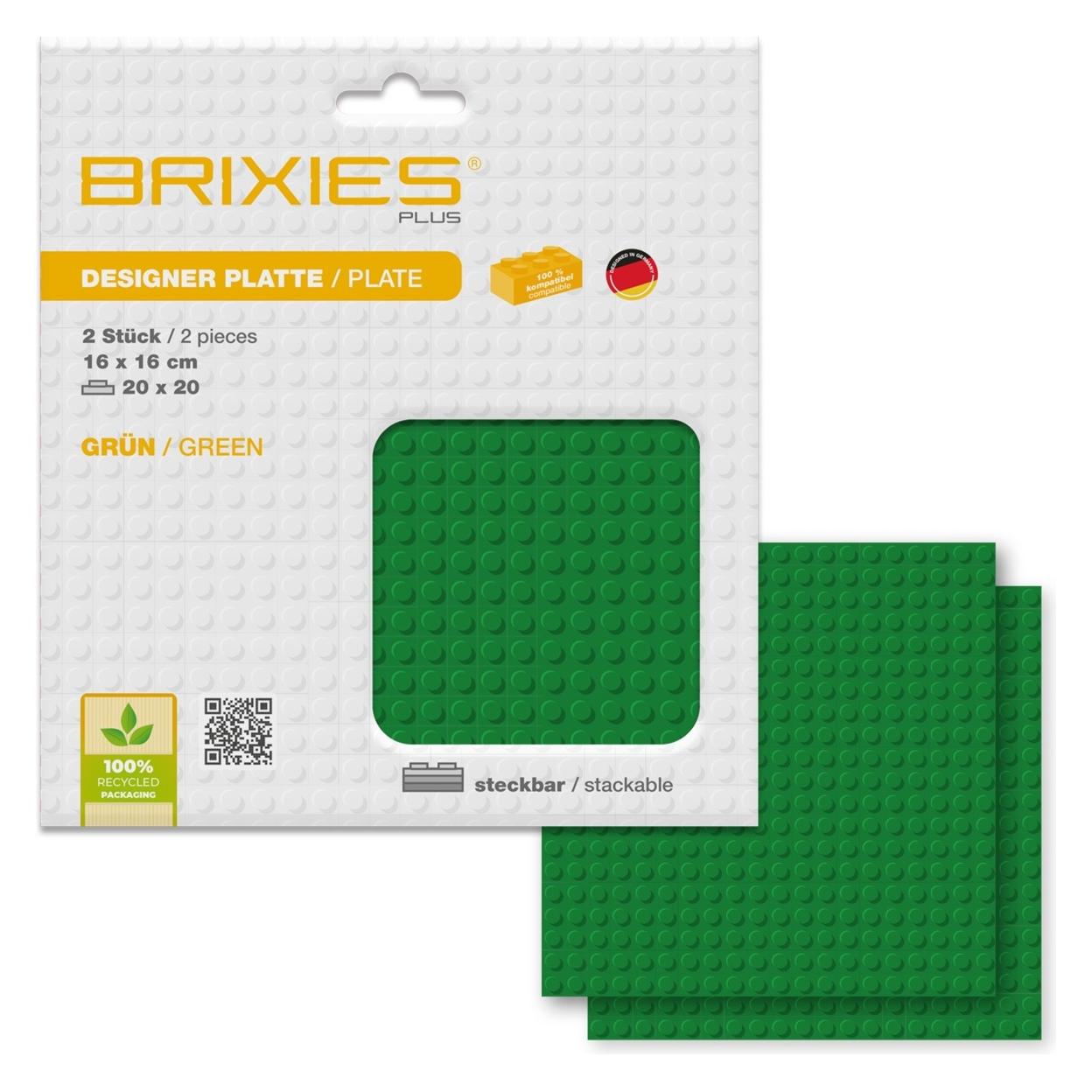 Brixies Bauplatte 20x20 Basic Doppelpack grün (225.014)