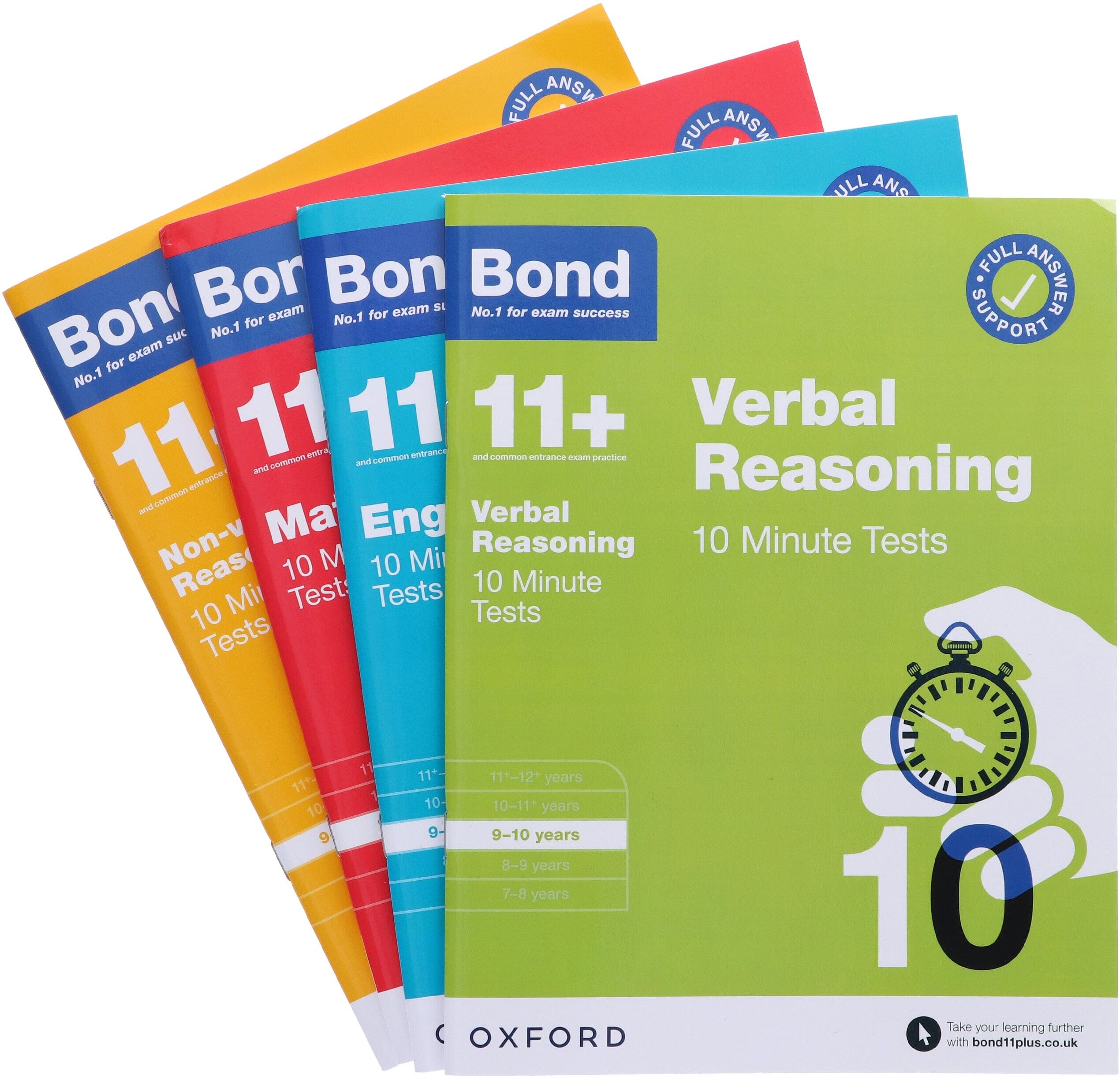 Bond 11+ 10 Minute Tests (Year 9-10) By Oxford 4 Books Collection Set - Paperback Oxford University Press