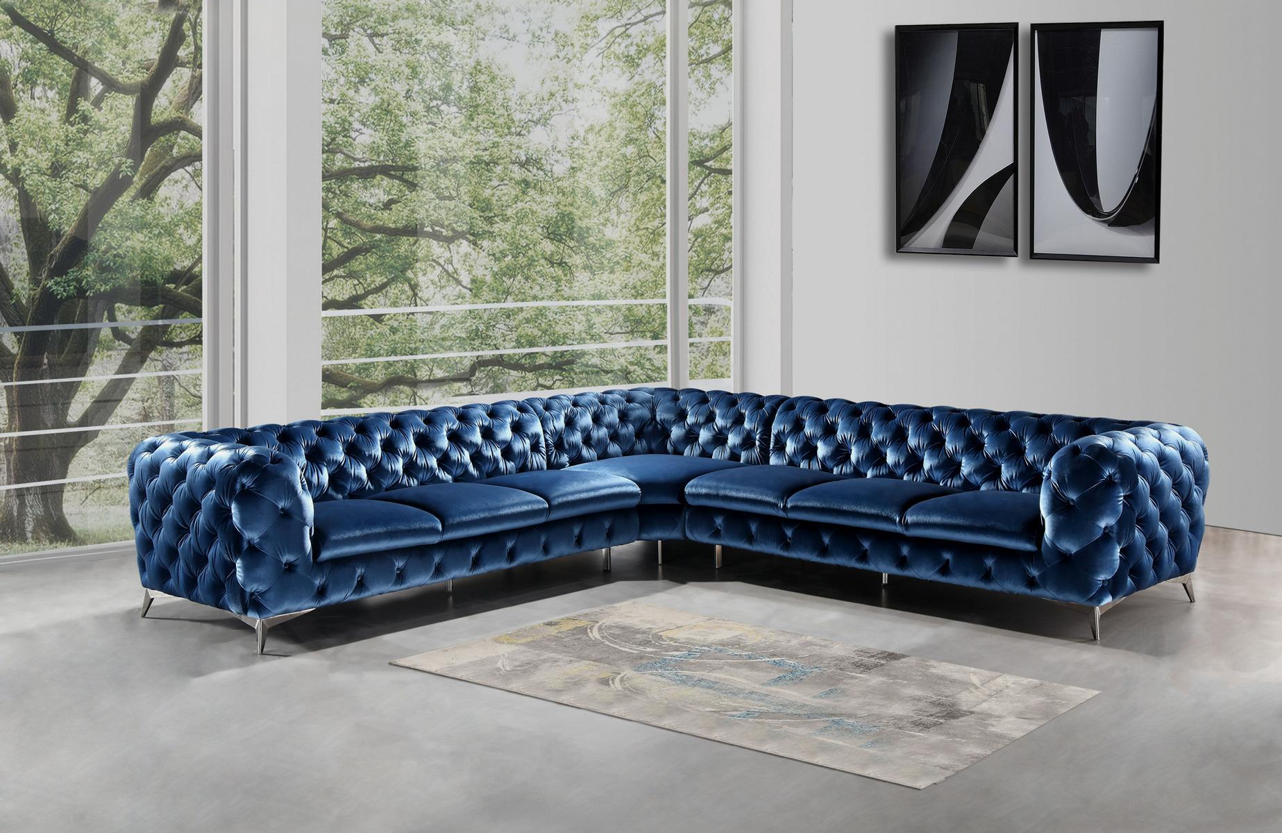 Design Chesterfield Ecksofa Eckcouch Loungesofa Couch Samt Textil Sofa U-Form