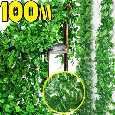 Inspired Finds 100pcs Artificial Ivy Vine Garland 2M Hanging Greenery Wall Decor watermelon 164.04ft (25 String)