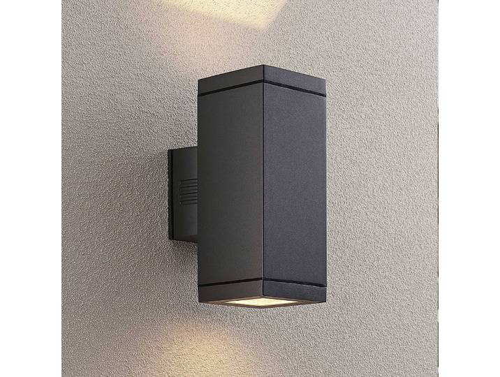 Außenwandleuchte Stani Lucande, dimmbar, alu / grau / zink, Aluminium, Modern