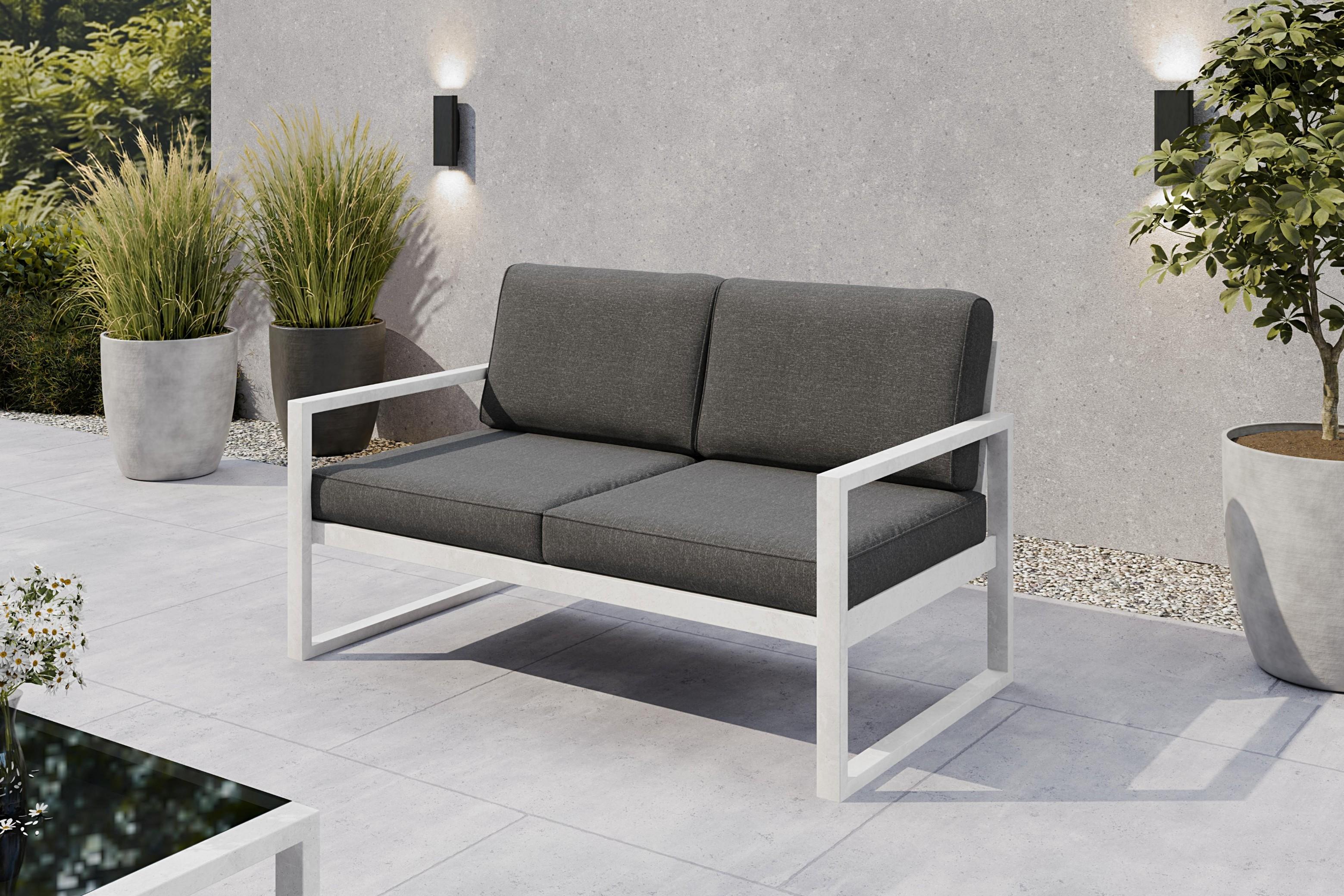 SOLAR 2-Sitzer Garten-Loungesofa - Metallgestell pulverbeschichtet - Loungesofa mit Komfortpolstern - Verschiedene Farben W/PB06