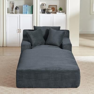Corduroy Upholstered Modern Oversized Chaise Lounge Chair