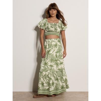 Klassische Bluse APRICOT "Crop-Top mit Palmenprint", Damen, Gr. S (36), beige (creme), gewebt, Obermaterial: 85% Viskose CV. 15% Nylon NY., Nicht angegeben, Blusen Bluse, Elastischer Bund