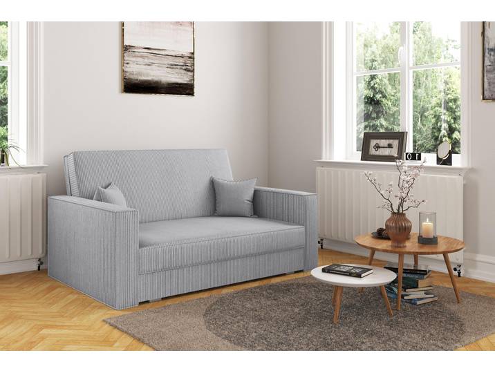 Kaiser Möbel Klassisches Sofa, Schlaffunktion, Sofa – America stoff Poso Grau