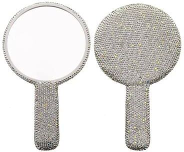 Uplift Picks GlamHeart Rhinestone Handheld Makeup Mirror Portable Heart Vanity Mirror b