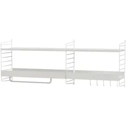 Lange Wandgarderobe mit Kleiderstange Weiß