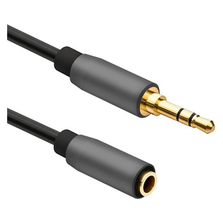 Helos Verlängerungskabel, Klinke 3,5mm St./Buchse 3 Pin, PREMIUM, 3,0m, schwarz Klinke 3,5mm Stecker/Klin (3 m, AUX Kabel) (288714)