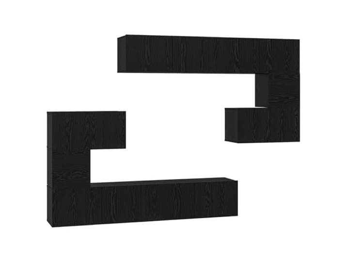 Makastle TV-Schrank 8-TLG. Schwarz Eichen-Optik Holzwerkstoff