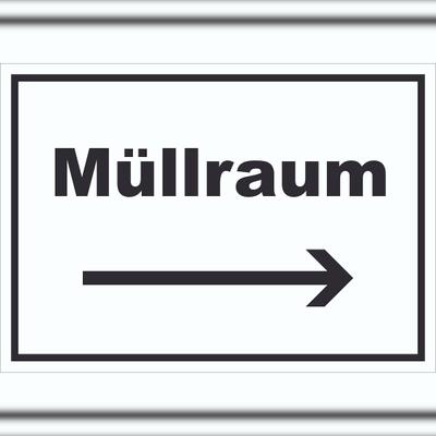 HB-Druck Müllraum Schild mit Text Richtungspfeil rechts Abfall Mülltrennung waagerecht A6 (105x148mm)