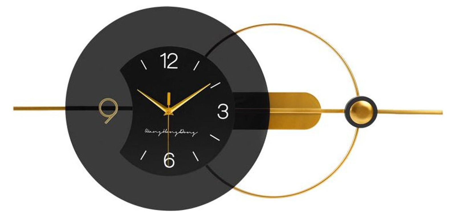 SensaHome Wandklok Dublin - Luxe Wandklok met Exclusief Design - Zwart/Goud - Ø 40 cm