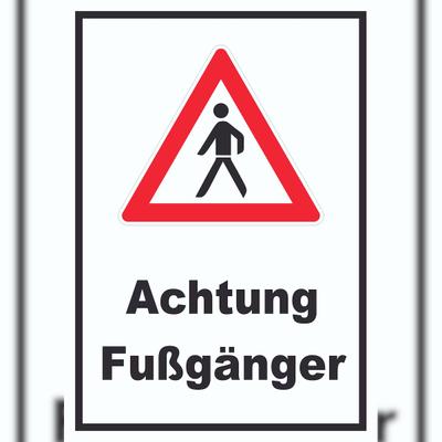 HB-Druck Achtung Fußgänger Schild A2 Rückseite selbstklebend