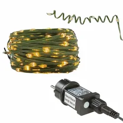 Idena 18x Lichterkette 480 Micro LED warmweiß 8h Timer 52,9m, innen & außen, mit Netzteil