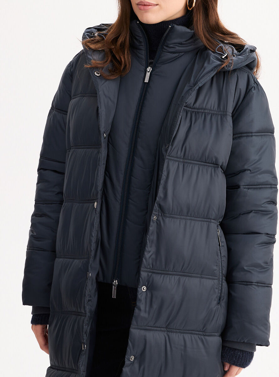 ANNE WEYBURN Doudoune longue capuche fixe fermeture zippée, plein hiver