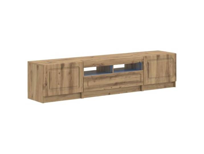 GKHPYURE TV-Schrank mit LED, 3 Stück, Eiche, handgefertigt, aus technischem Modernes Design, reversible Türen, flexible LEDs, mehrere Einlegeböden, Holz, feuchtigkeitsbeständig
