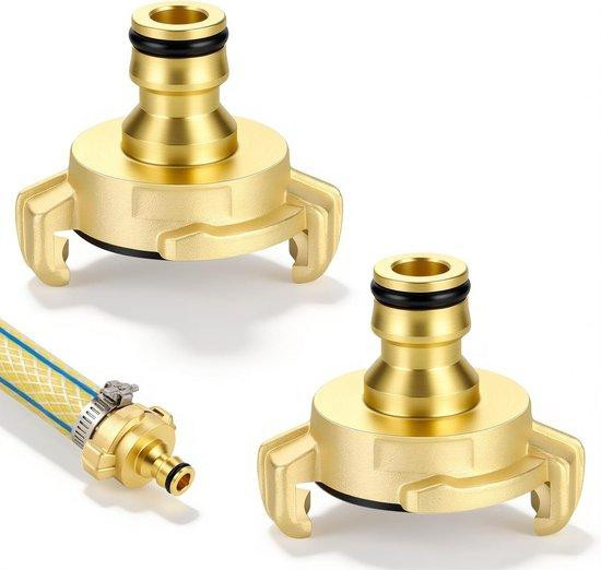 Set van 2 messing snelle koppelaansluitingen voor tuinslangen, compatibel met Gardena en Geka systemen
