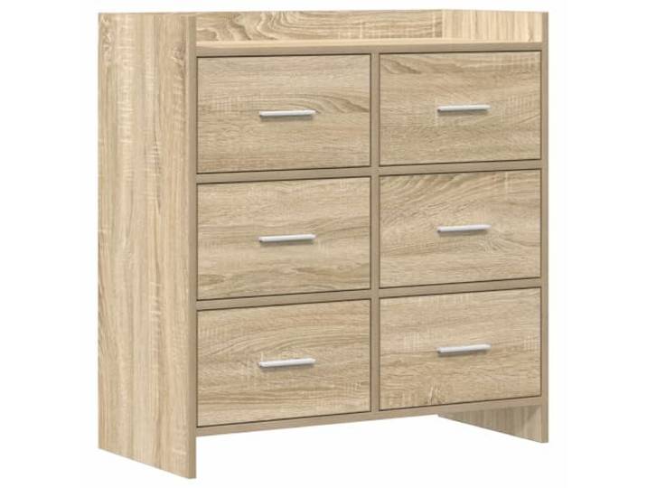 PUGYNBK Sideboard Sonoma Eiche, 75 x 33 x 80 cm, technisches Holz Mit Fächern, Metallgriffen, für Esszimmer, Wohnzimmer oder Flur, einfach zusammenzubauen
