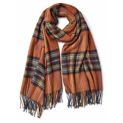 Wollschal "Scotland", Damen, orange, Polyacryl, COLLEZIONE ALESSANDRO, gestreift, Basic, Modetücher, mit Karomuster, Made in Italy