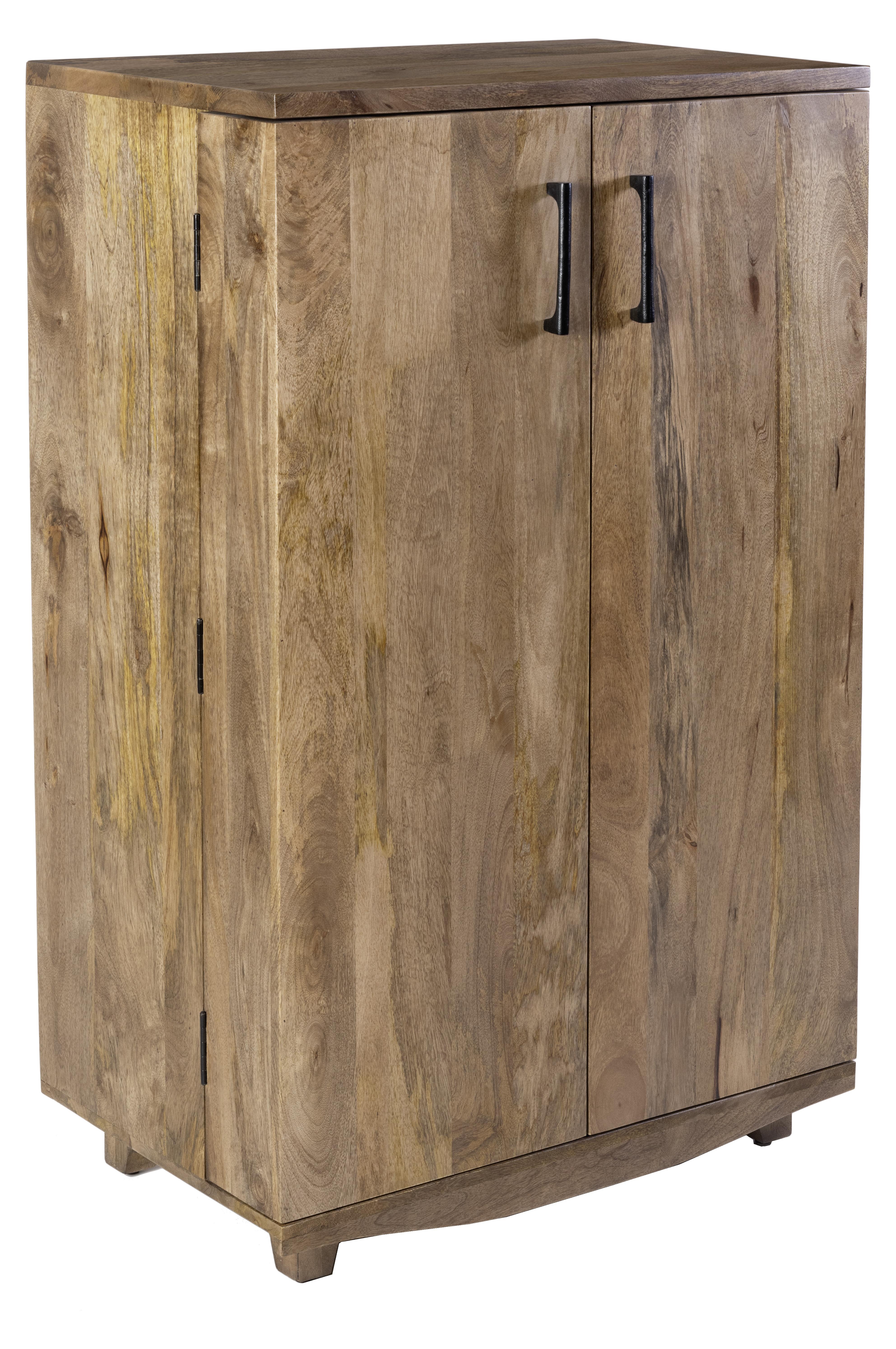 Barschrank OSKAR - Mangoholz Braun 122x46x74cm | Weinschrank Kaffeetresenschrank
